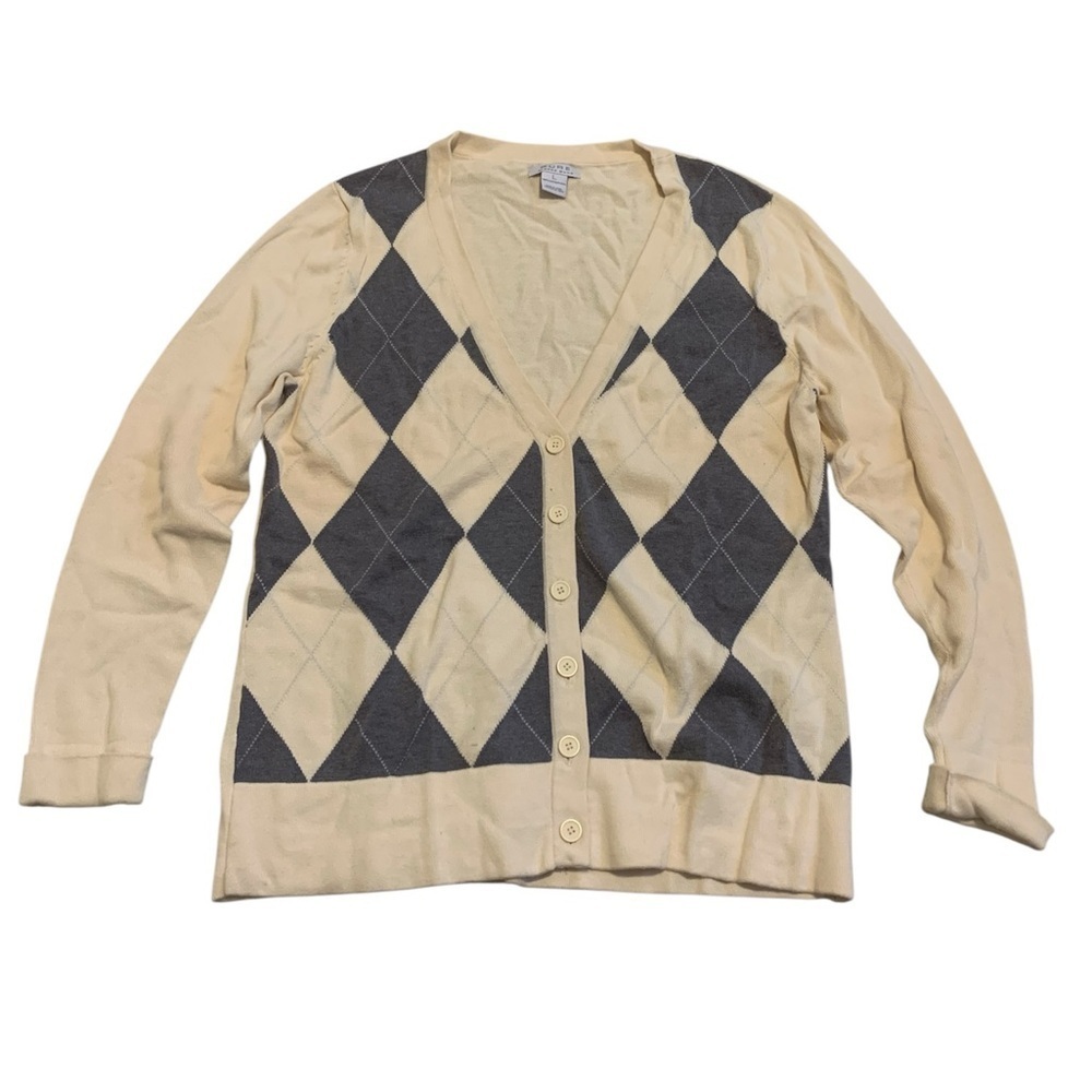 Vintage Pure Alfred Sung Argyle Cotton Cardigan Large